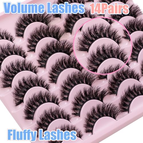 8D Mink Lashes 14 Pairs - Soft Cat Eye False Eyelashes