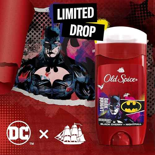 Old Spice Aluminum Free Deodorant for Men, 24/7 Freshness & Lasting Scent, Long Lasting Odor Protection, Smell Like a Hero, Batman, Black Cherry and Nightfall Scent, 3.0 oz