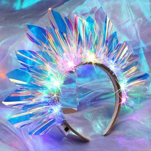 Light Up Crown Rave Hair Accessories Led Costume Headpiece For Women