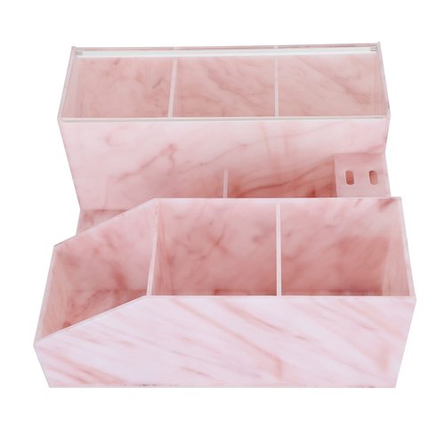 Beauty Organizer, Acrylic Eyelash Grafting Tool Storage With Tweezers Holder Display Boxes for Home Salon (Marble Pink)