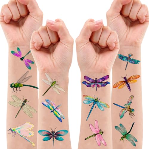 100 PCS Dragonfly Temporary Tattoos | Waterproof Fake Tattoo Stickers