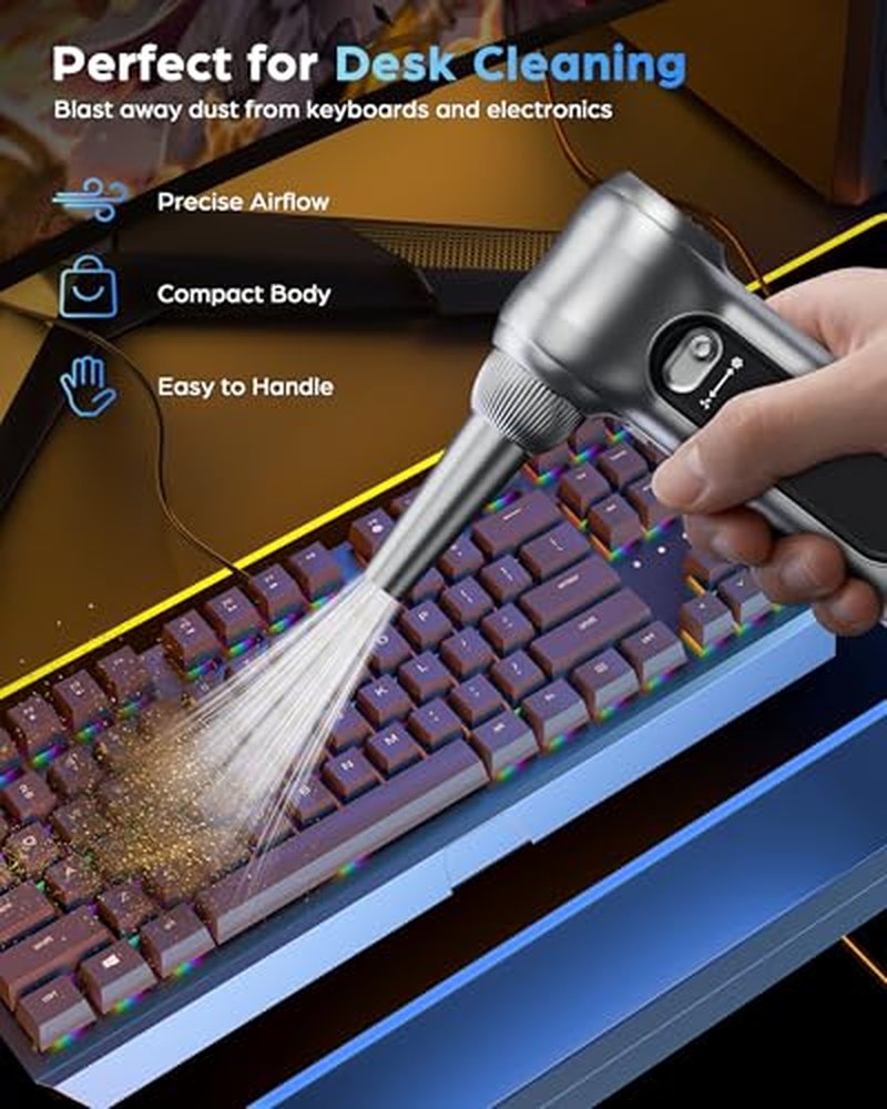 150000RPM Cordless Air Duster with LED Light & Nozzles