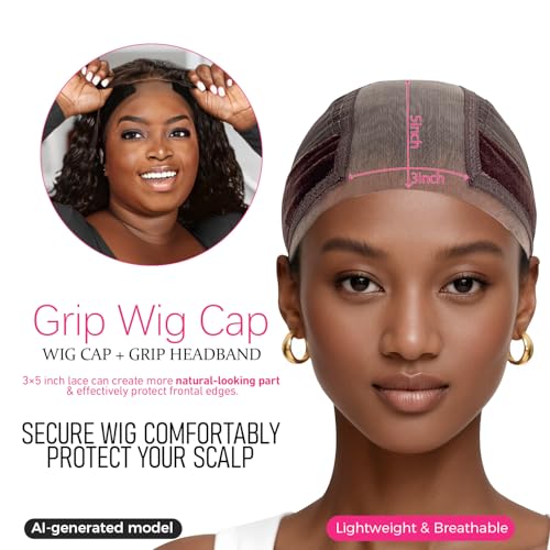 Labhairs Wig Cap with Grip Band - Glueless Lace Front Wig Hold