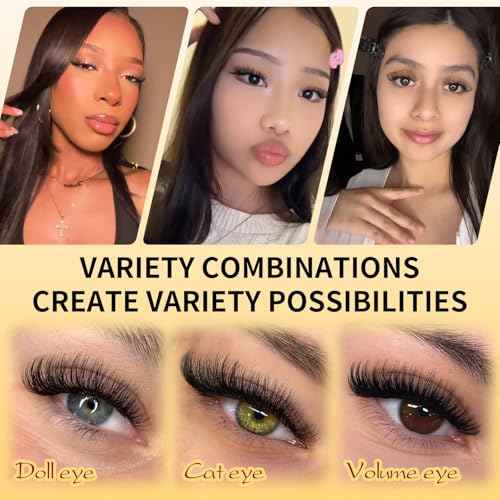 QUEWEL Lash Clusters Kit, 320 Pcs 30D+40D Lash Cluster Eyelash Extensions 9-16mm Lash Clusters Wispy Kit with Eyelash Clusters Bond and Seal Glue Remover Tweezers (30D+40D Kit)