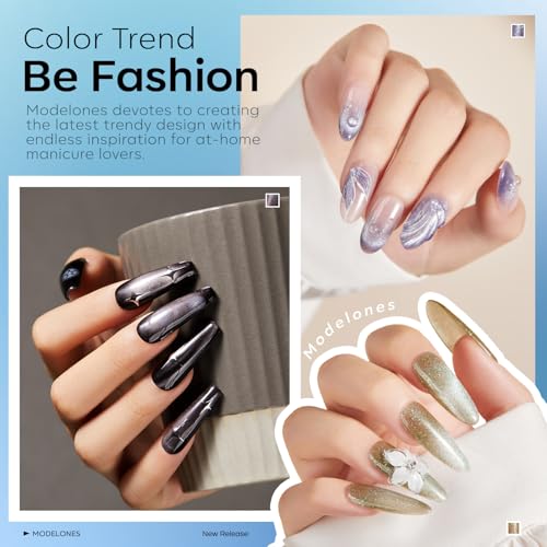 Modelones Cat Eye Gel Nail Polish Set A-Iridescent Magnetic 6 Colors, 7ml each (Variation: A-Iridescent Cat Eye-1)