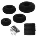 Hair Bun Maker Kit with 4 Donuts, Elastic Ties & Bobby Pins