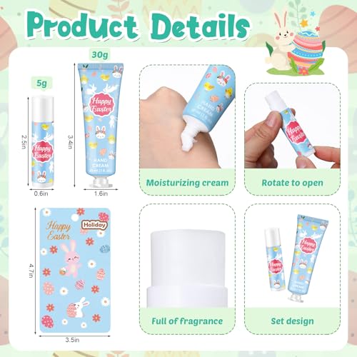 Loopeer 36 Sets Easter Gifts Bulk Easter Basket Stuffers Party Favors for Adults with Hand Cream and Lip Balm Travel Size Lotion Sets for Coworkers Employees Women Spring Goodie Bag Fillers
