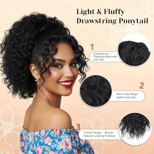 10 Inch Drawstring Ponytail Extension Curly Wavy