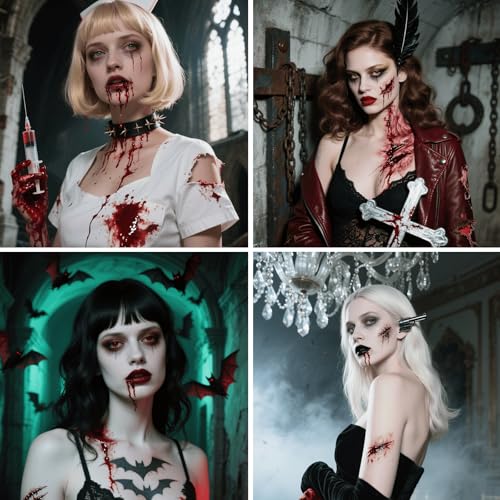 Vampire Blood Fake Blood Kit - Coagulated Gel, Spray & Dripping Liquid for Realistic Vampire Zombie SFX Makeup, Skin-Safe Washable Special Effects Blood for Halloween Cosplay Costume Party
