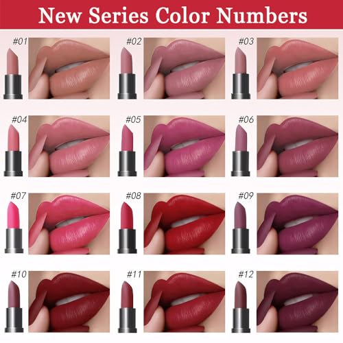 Matte Lipstick Set - 6 Long Lasting Nude Pink Purple Red Shades