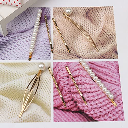 Gold Geometric Hair Clips Set - 16 Piece Metal Bobby Pins