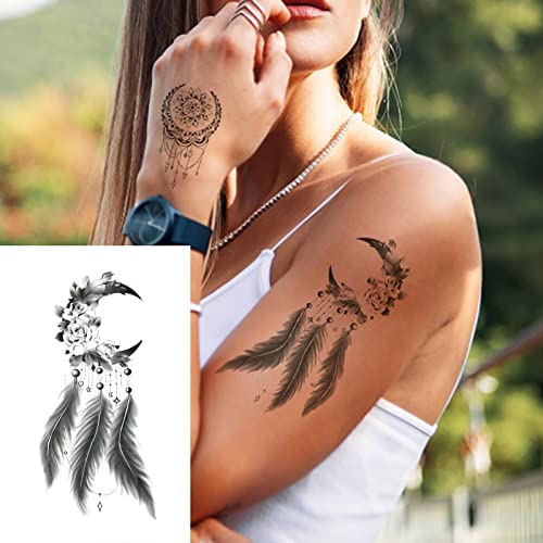 32 Sheets Temporary Tattoo Stickers for Women - Henna & Mandala