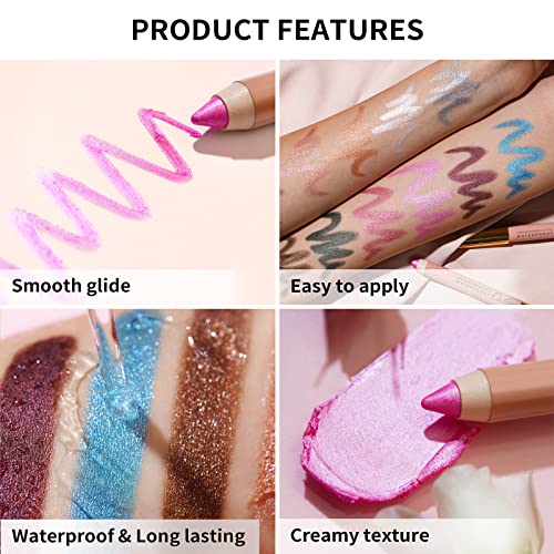 Oulac Waterproof Eyeshadow Stick - Blendable Glitter, Long Lasting