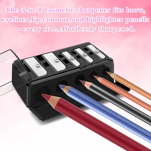 5-Hole Cosmetic Pencil Sharpener with Lid (2-Pack) - Eyeliner & Lip Liner Tool