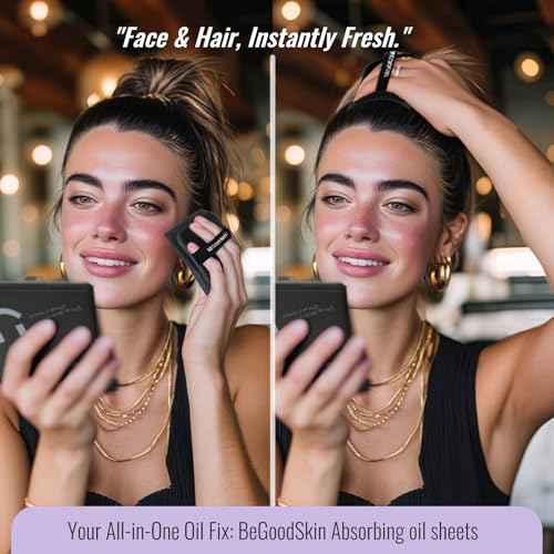 Oil Absorbing Sheets with Mirror & Puff, Natural Oil Control Film, Blotting Paper for Face & Hair, Makeup Friendly, Shine Control for Oily Skin, Matte Finish, 100 Sheets