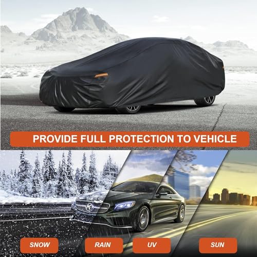 Kayme 7 Layers Heavy Duty Car Cover Waterproof All Weather, Universal Fit for Sedan Coupe Car (up to 165 inch), Such as Mazda Miata MX-5, Honda S2000.