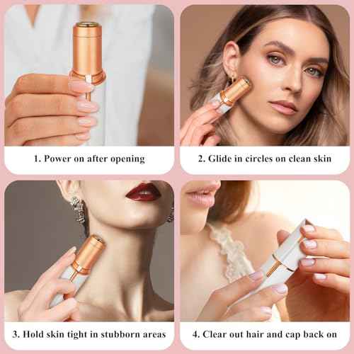 Facial Hair Removal for Women Men£¬Electric Painless Hair Removal Device Included 2 x Replacement Heads£¬USB Rechargeable Lady Womens Face Shaver with LED Light for Lip,Chin,Arms (Multicolor)