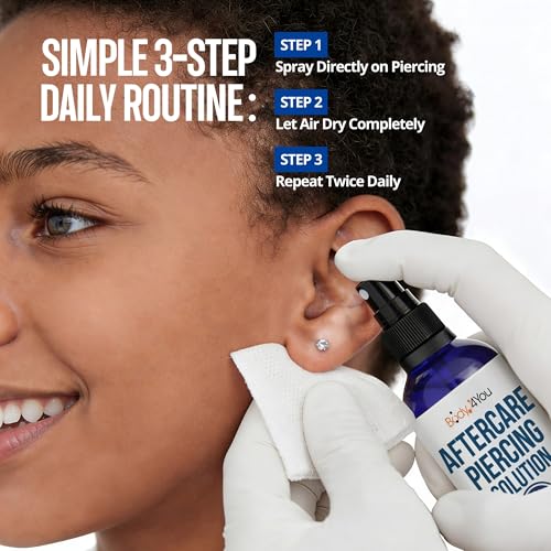 BodyJ4You Piercing Aftercare Spray - Sterile Saline Solution 2 FL Oz