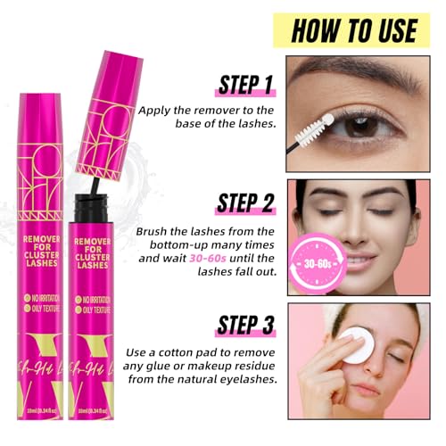 Lash Remover Cluster Lashes Remover Low-Irritating Eyelash Extension Remover Gentle and Mild Lash Self Adhesive Eyelashes Remover Glue for Beginner Use At Home(10ml)