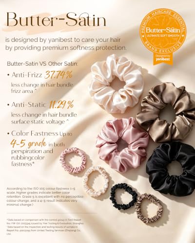Satin Scrunchies Hair Ties 8 Pack - Gentle, No Damage