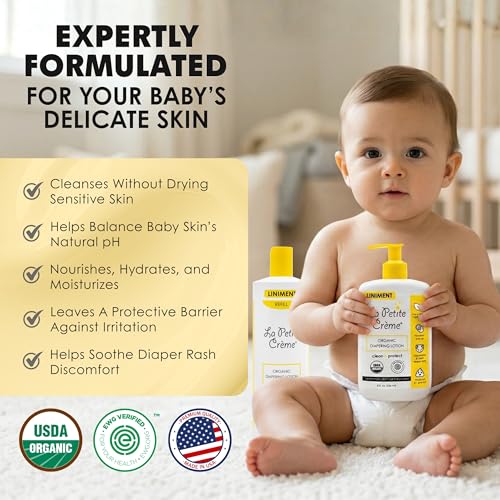 La Petite Creme Organic Baby Lotion - Diaper Cream & Skin Cleanser (8 oz)