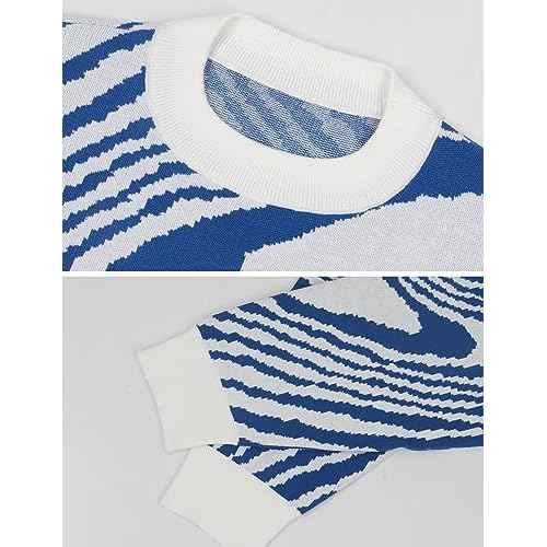 Yimoon Mens Graphic Sweaters Unisex Oversized Casual Knitted Long Sleeve Pullover Jumper Tops