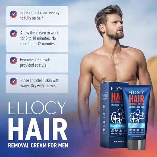 Hair Removal Cream for Men: Depilatory Cream For Unwanted Male Hair In Intimate/Private Area - Skin Friendly, Painless & Flawless cream (4 Ounce)