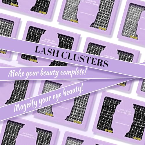 Lash Clusters 208 PCS Cluster Lashes Individual Lashes B05+B06 Eyelash Extensions 10-18mm DIY Lash Extensions D Curl Volume Wispy Soft Comfortable Band False Lashes (D-10-18MIX)