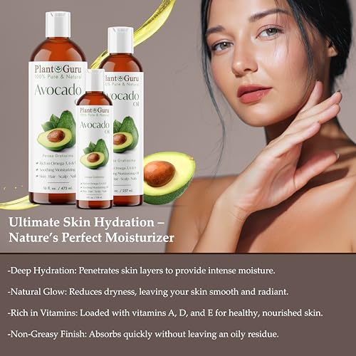 Avocado Oil 16 fl. oz. Cold Pressed 100% Pure Natural Carrier For Skin, Face, and Hair Growth Moisturizer. Perfect For DYI Creams, Lotions, Lip balm and Soap Making.