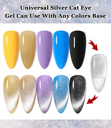 15ml Soak Off 9D Wide Cat Eye Gel Nail Polish Bright Silver UV Magnetic Gel Polish Enamel Lacquer Glitter Velvet Nail Art Varnish