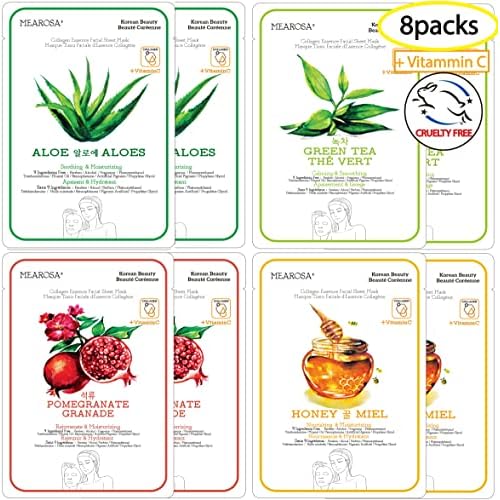 Vitamin C Collagen Firming Essence Face Mask Beauty Facial Mask Sheet Mask Korea Skin Care Premium Quality (8 pack)