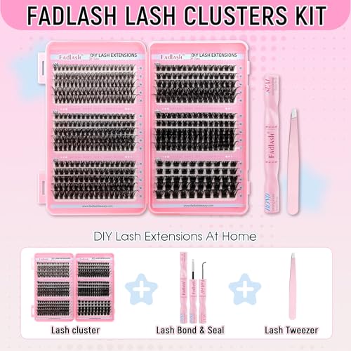 D Curl Lash Clusters Kit - DIY Eyelash Extensions with Bond & Seal