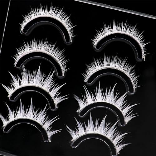 White Manga Anime Eyelashes - 4 Pairs Cosplay Lashes 12mm