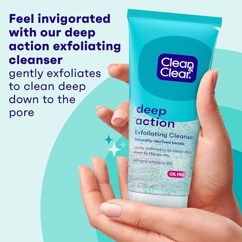 Clean & Clear Deep Action Exfoliating Facial Cleanser, 7 Fl Oz