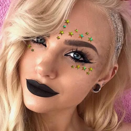 Gold Star Face Gems Rhinestones Self-Adhesive