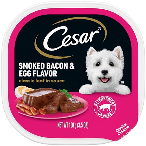 CESAR Wet Dog Food Classic Loaf in Sauce Porterhouse Steak Flavor, (24) 3.5 oz. Easy Peel Trays