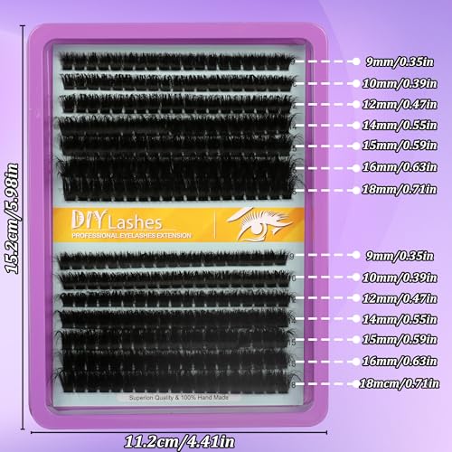 C Curl Lash Clusters 280 Pc Mixed 9-18MM DIY Extensions