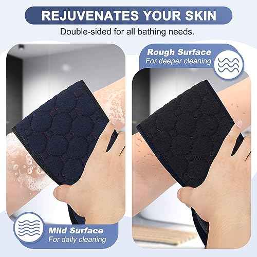 Exfoliating Back Scrubber with Handles, 39 Inch Double-Sided Back Exfoliator Body Scrub Towel, Exfoliating Washcloth Bath Tool for Use in Shower, Back Washer to Deep Clean Your Skin for Men & Women