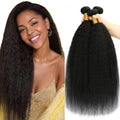 Virgin Hair Bundles 20 22 24 Inch Kinky Straight #1B