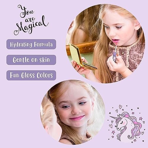 EXPRESSIONS 14pc Lip Gloss for Girls - Glossy Lip Gloss Tubes | Non Toxic Lip Gloss Set - Unicorn Princess Birthday Party Favors Kids Makeup