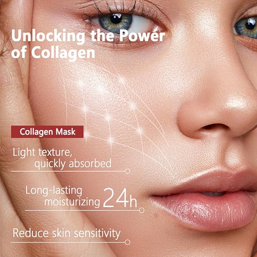 8Pcs Bio-collagen Real Deep Mask, Collagen Face Mask, Collagen Mask Overnight, Hydrating Hydrogel Masks, Anti Aging, Firming, Elasticity Improvement, for All Skin Types, 1.19 Fl Oz