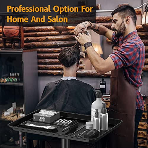Adjustable Salon Rolling Tray on Wheels - Aluminum Trolley