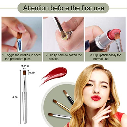 Retractable Lip Brush Applicator - Professional Flat Bristle Makeup Brush