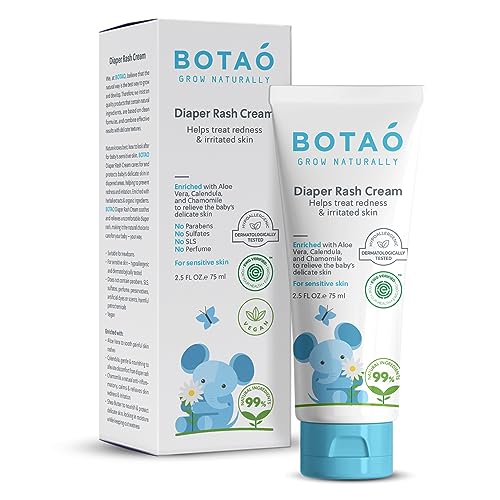 Baby Diaper Rash Cream with Zinc & Organic Aloe Vera - Soothes Sensitive Skin, 2.5oz