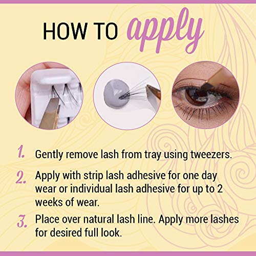 Andrea Individual Lashes Knotted Flares - Medium, Black, Lightweight DIY Lash Clusters, Natural Look Eyelash Extension, 4 Pack