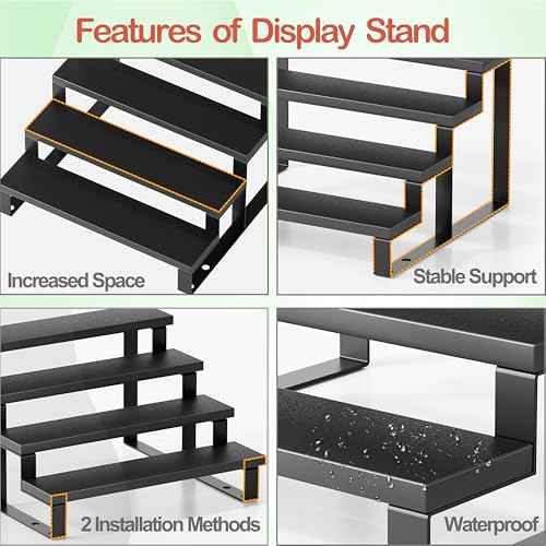 Cologne Organizer for Men, 12 Inch Wood Cologne Stand 4 Tier Perfume Organizer for Dresser, Versatile Step Display Stand Shelf for Fragrance, Skincare, Figurine, Dessert, 1 Set Black