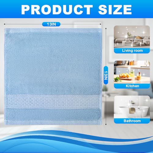 INFICRIME 100% Cotton Washcloths Set - 6-Pack 13x13 Soft Absorbent Towels