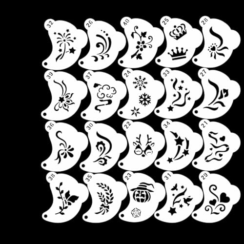 20 Reusable Body Paint Stencils with Storage Pouch