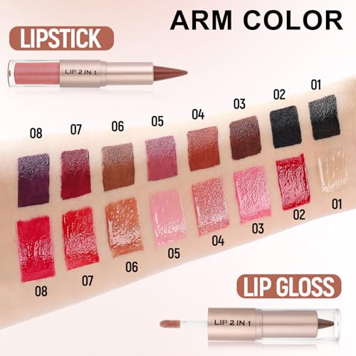 Purple & Pink Lip Liner & Gloss Set - 2-in-1 Combo