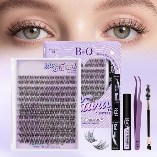 B&Q Natural Lash Clusters - Wispy Individual False Lashes 8-16mm